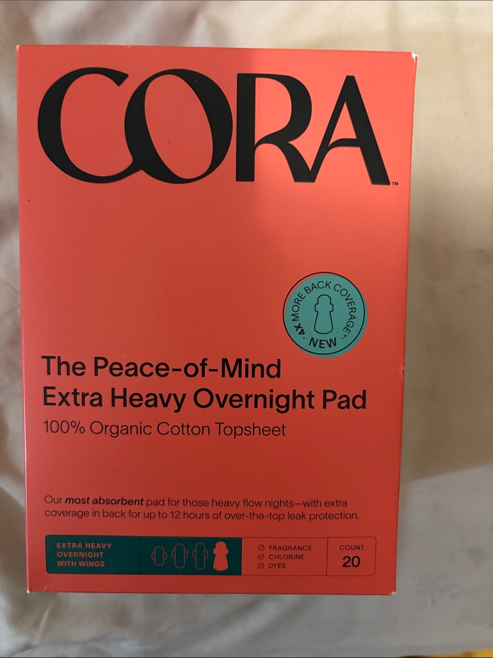 CORA The Peace-of-Mind Extra Heavy Overnight Pad - Coral